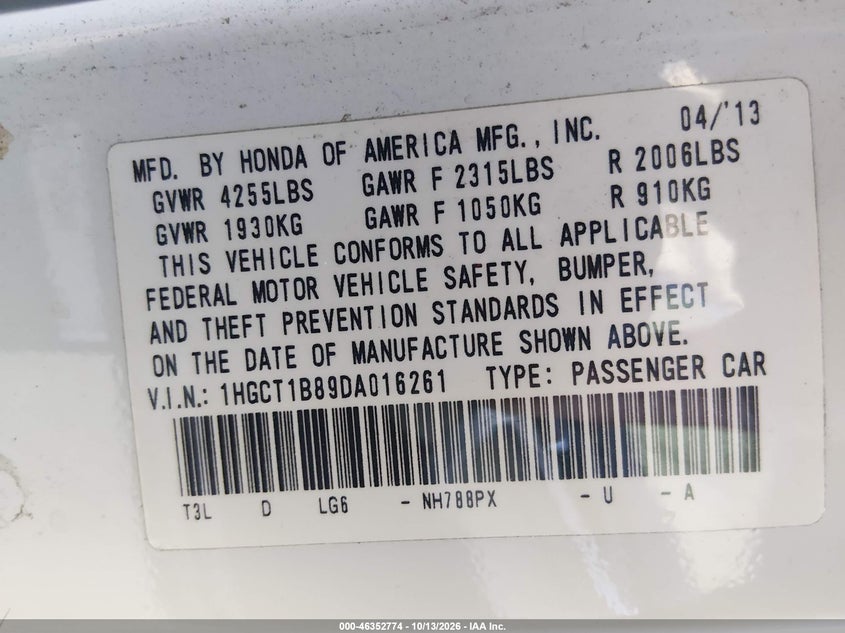 2013 HONDA ACCORD EX-L · Фото 9
