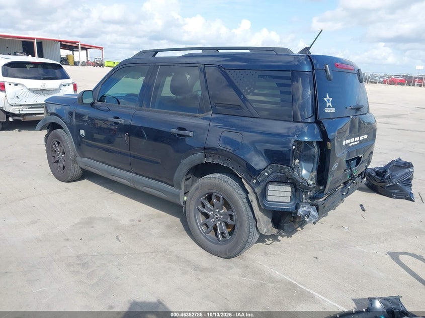 Vin: 3fmcr9b62mrb20537, lot: 46853051, ford bronco sport big bend 20213