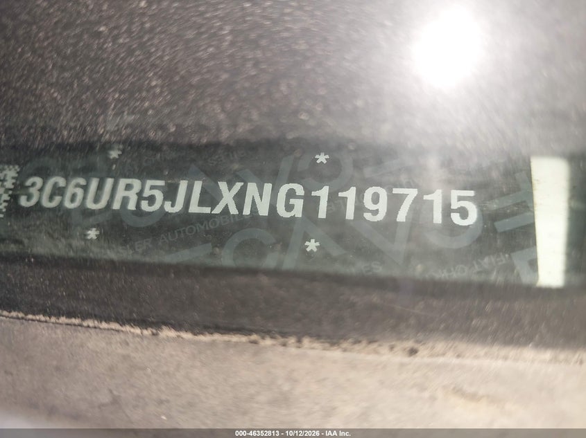 RAM 2500 2022 VIN 3C6UR5JLXNG119715