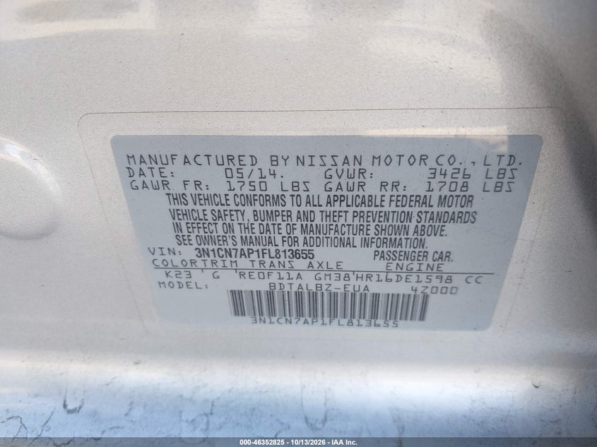 2015 NISSAN VERSA 1.6 SV · Фото 9