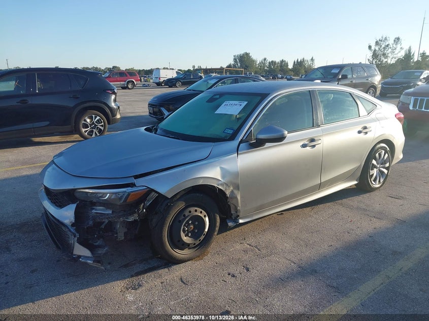 Vin: 2hgfe2f22sh596597, lot: 46854244, honda civic lx 20252