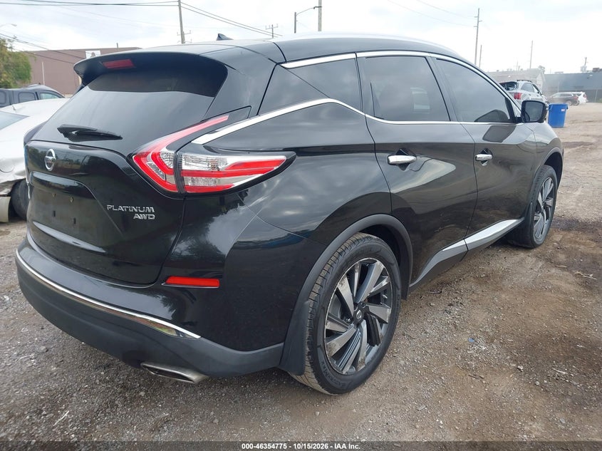 Vin: 5n1az2mh1gn125958, lot: 46855041, nissan murano platinum 20164