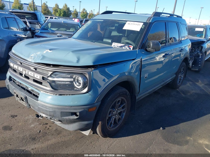 Vin: 3fmcr9b63mra64236, lot: 46855811, ford bronco sport big bend 20212