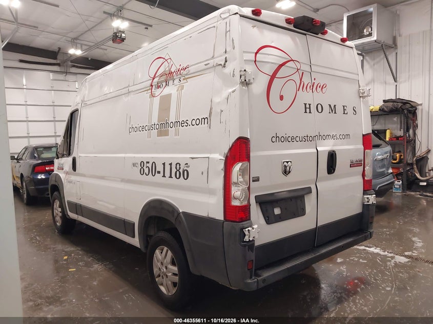 Vin: 3c6trvcg8ke515192, lot: 46855877, ram promaster 2500 high roof 136 wb 20193