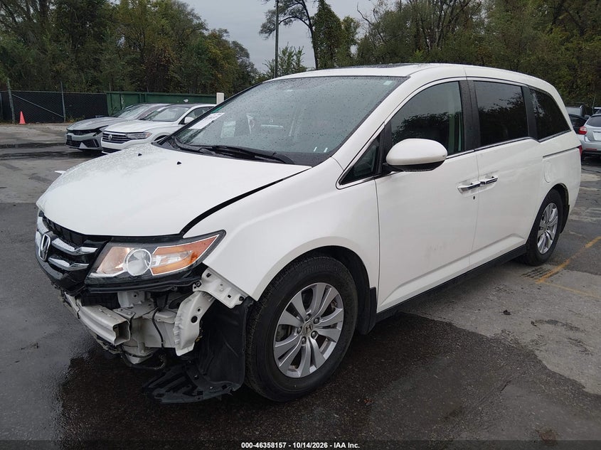 2014 Honda Odyssey Ex-L, Удар спереди, IAAI, VIN 5FNRL5H62EB099997 — фото 2
