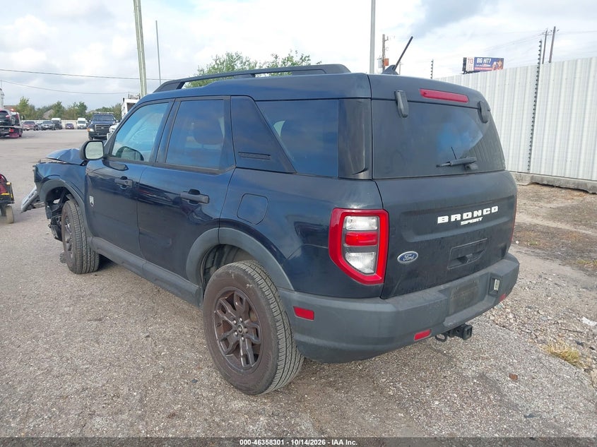 Vin: 3fmcr9b68mra82618, lot: 46858580, ford bronco sport big bend 20213