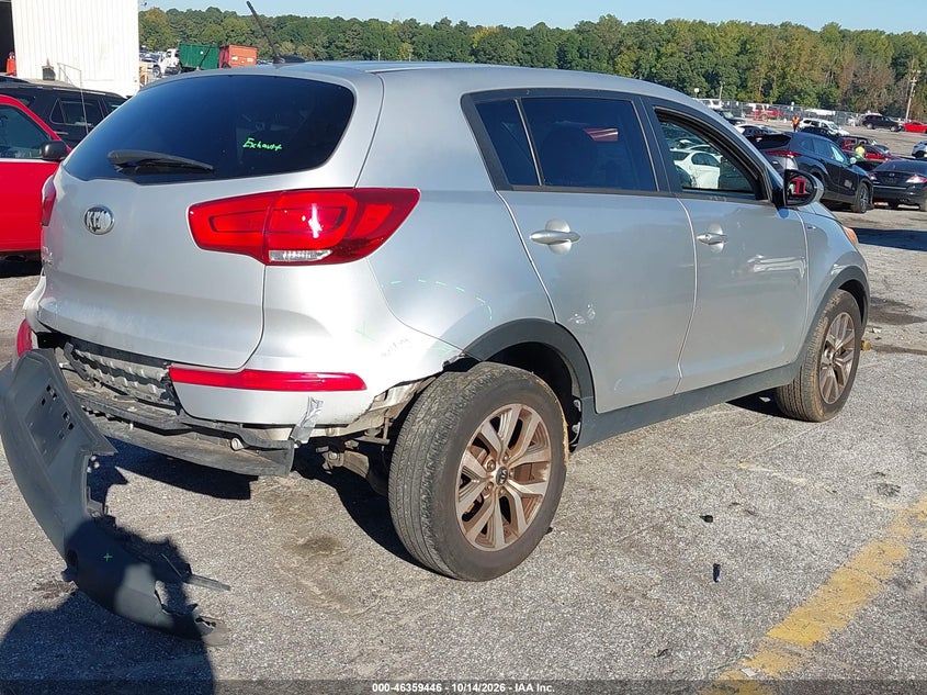 2014 Kia Sportage Lx, Rear, IAAI, VIN KNDPBCAC2E7560023 — photo 2