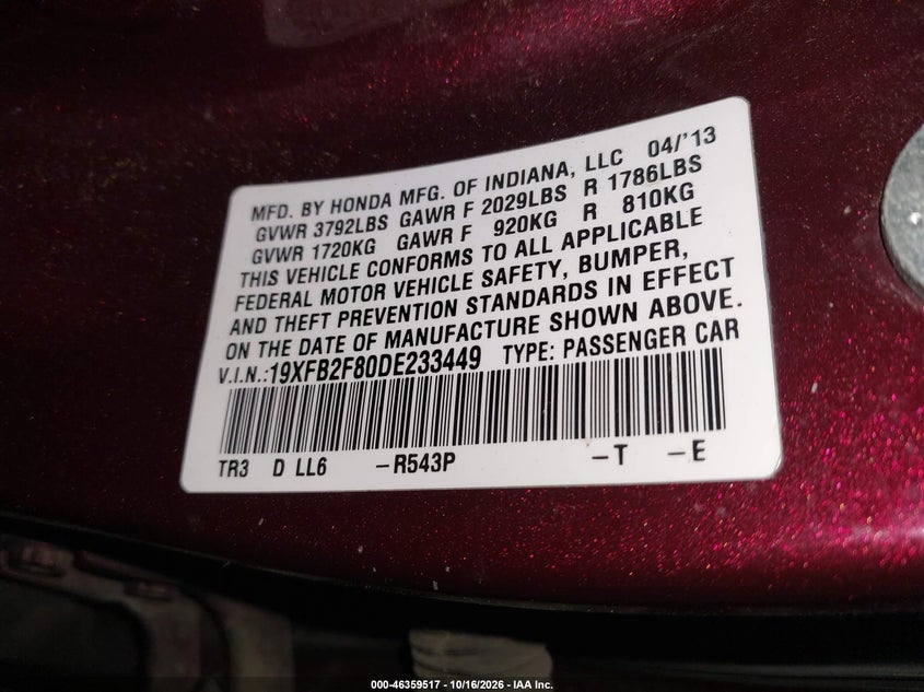 2013 HONDA CIVIC EX · Фото 9