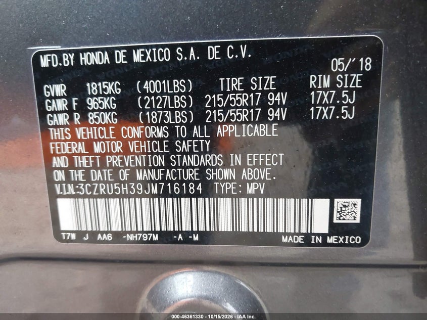 2018 HONDA HR-V LX · Фото 9