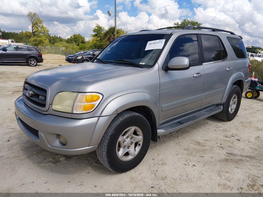 2002 Toyota Sequoia Sr5 V8, Удар сзади, IAAI, VIN 5TDZT34A42S128311 — фото 2