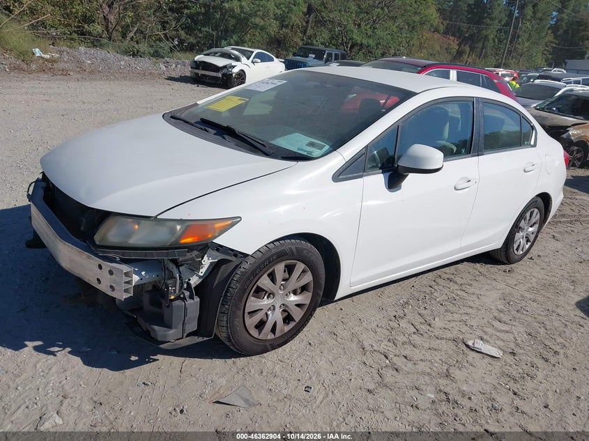 2012 Honda Civic Lx, Front End, IAAI, VIN 2HGFB2F51CH561005 — photo 2