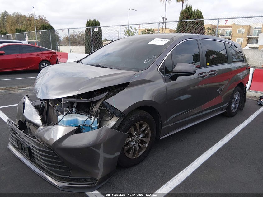 Vin: 5tdkrkecxms016335, lot: 46863838, toyota sienna le 20212