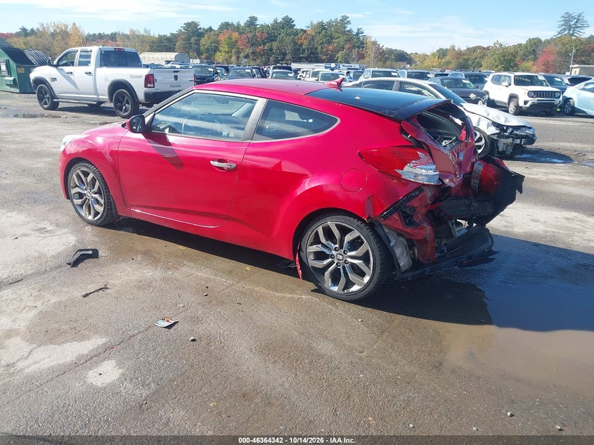 Vin: kmhtc6ad7eu214603, lot: 46864654, hyundai veloster re:flex w/black 20143