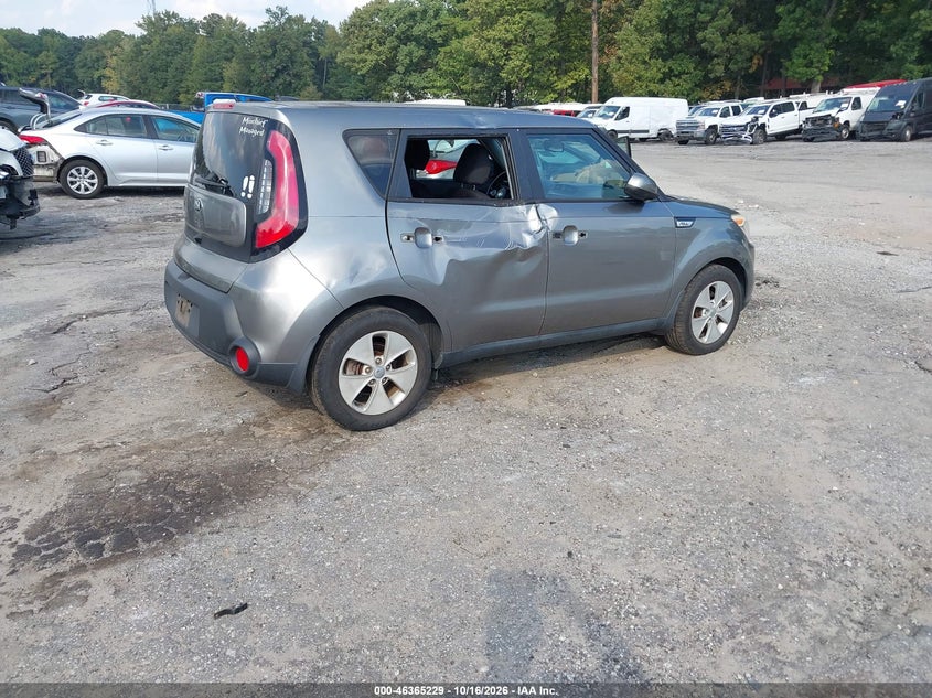 Vin: kndjn2a2xf7119837, lot: 46865542, kia soul 20154