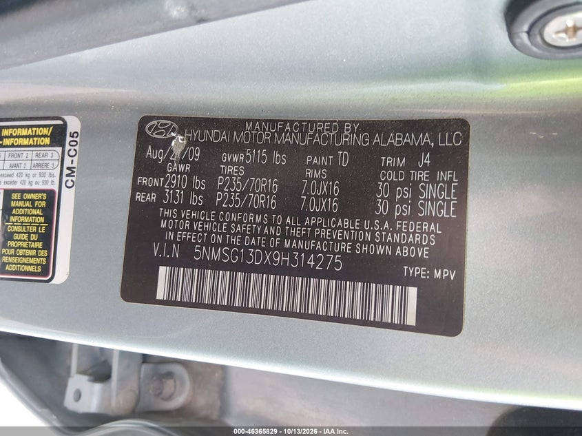 2009 HYUNDAI SANTA FE GLS · Фото 9
