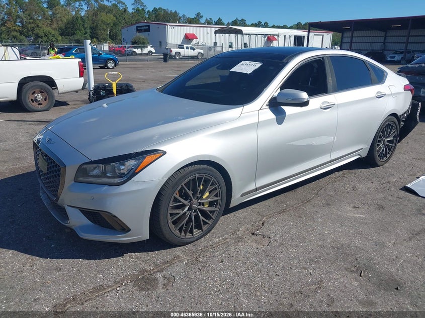 2019 Genesis G80 3.8, Удар сзади, IAAI, VIN KMTFN4JE1KU322608 — фото 2