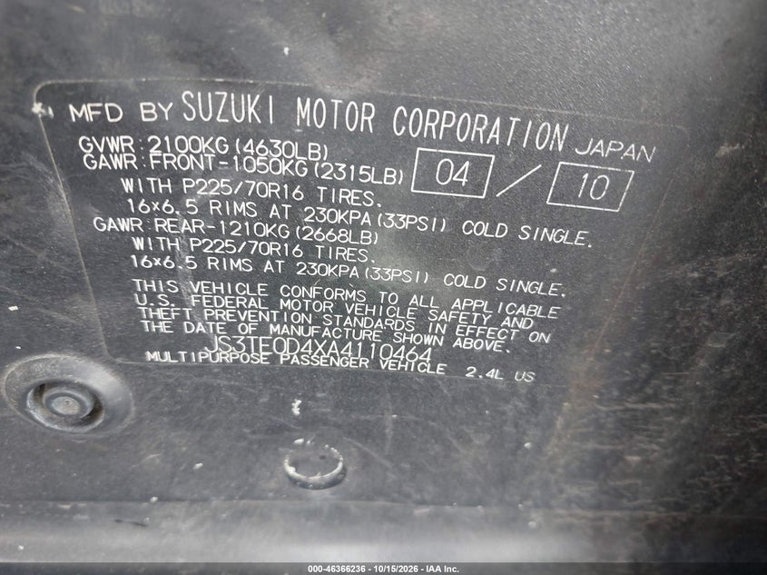 2010 SUZUKI GRAND VITARA XSPORT · Фото 9