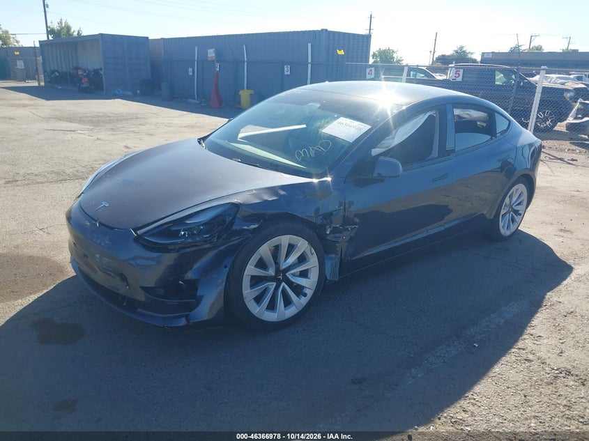 Vin: 5yj3e1ea4nf361083, lot: 46867306, tesla model 3 rear-wheel drive 20222