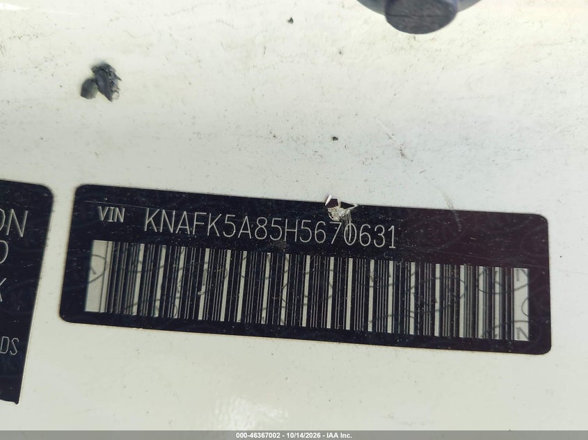 KIA FORTE 2017 VIN KNAFK5A85H5670631