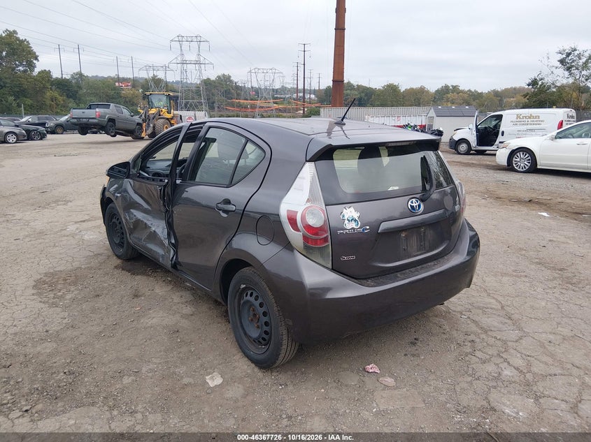 Vin: jtdkdtb34d1043469, lot: 46868059, toyota prius c two 20133