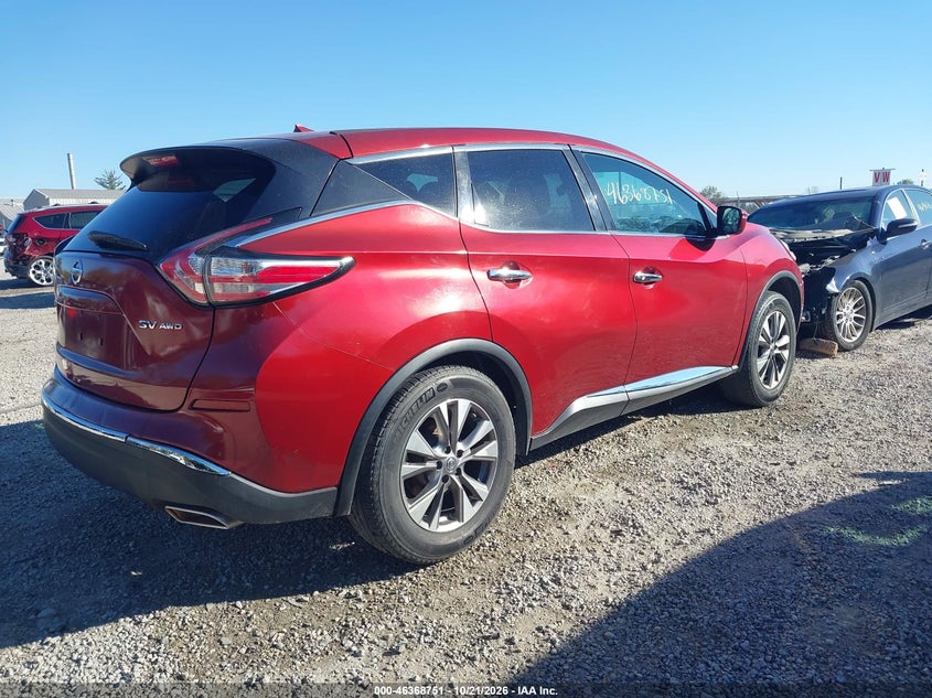Vin: 5n1az2mh6gn105866, lot: 46869084, nissan murano platinum/s/sl/sv 20164