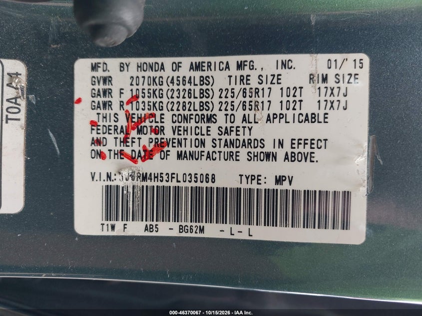 2015 HONDA CR-V EX · Фото 9