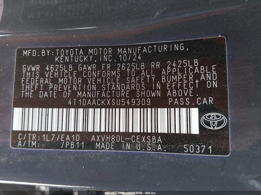2025 TOYOTA CAMRY SE · Фото 9