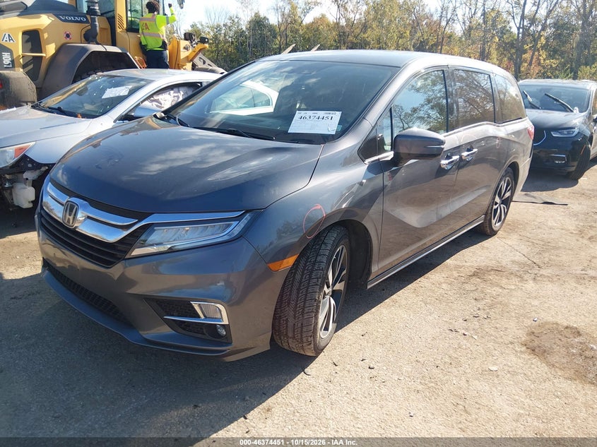 2019 Honda Odyssey Elite, Rear, IAAI, VIN 5FNRL6H91KB016801 — photo 2