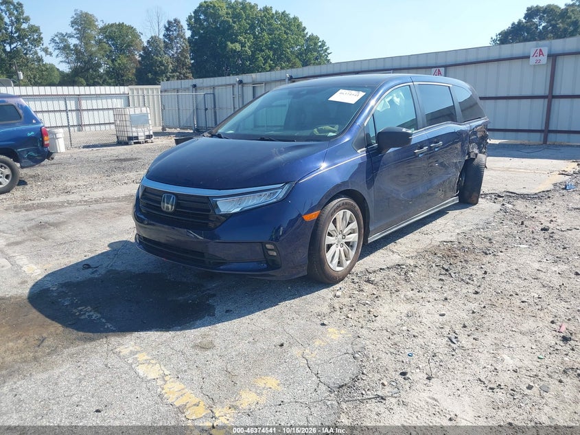2021 Honda Odyssey Lx, Rear, IAAI, VIN 5FNRL6H26MB043563 — photo 2