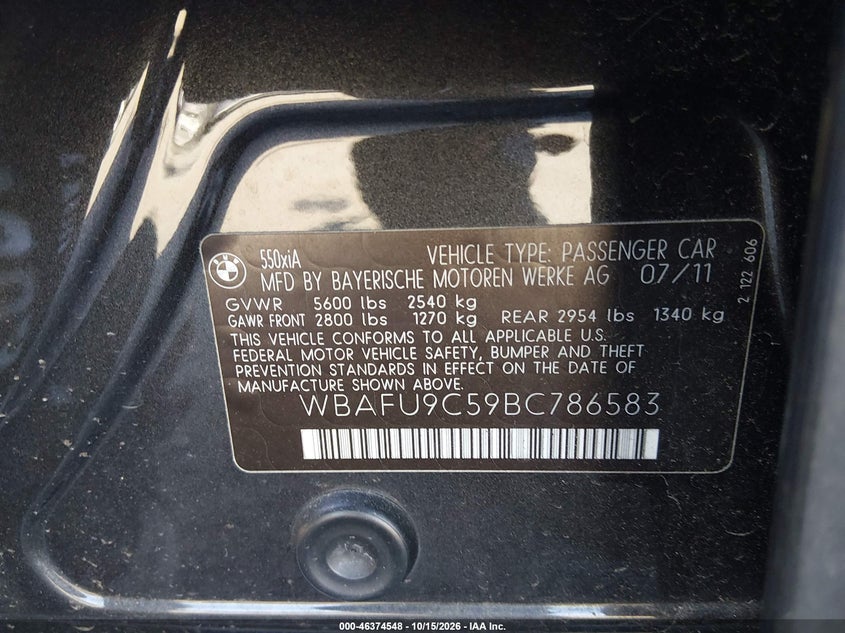 2011 BMW 550I XDRIVE · Фото 9