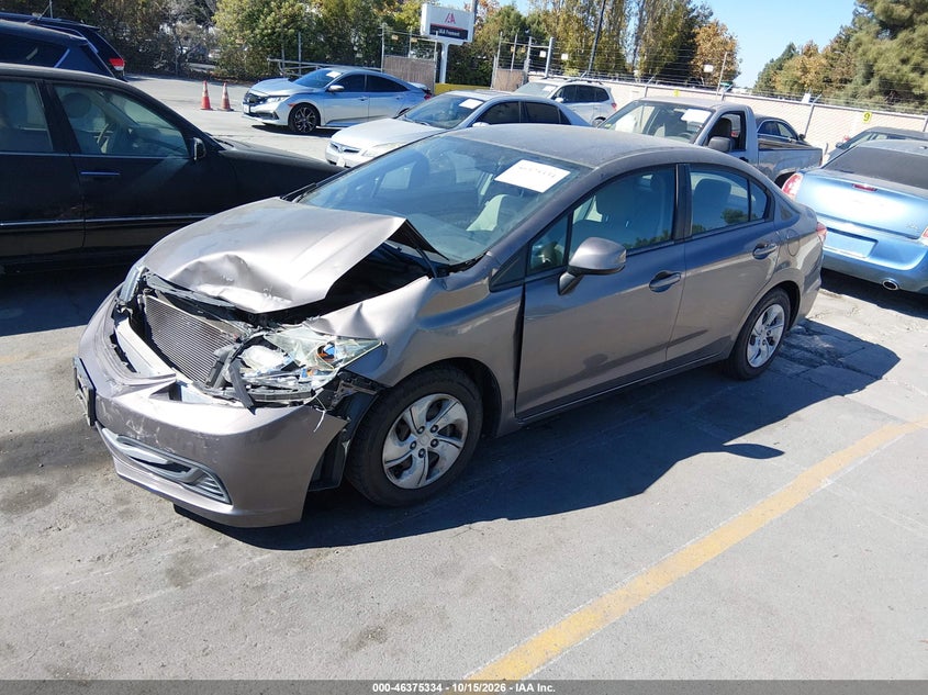 Vin: 19xfb2f54de291277, lot: 46875667, honda civic lx 20132