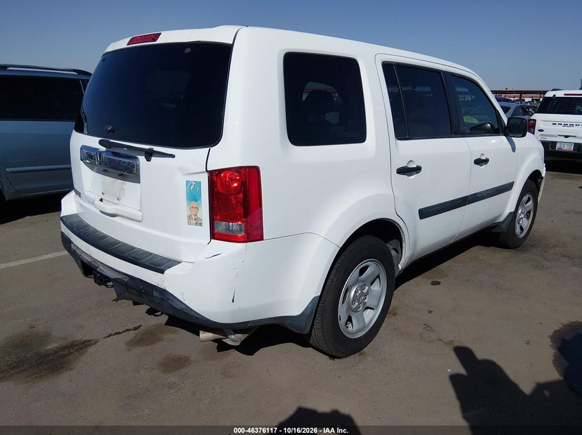 Vin: 5fnyf3h2xcb005270, lot: 46876450, honda pilot lx 20124