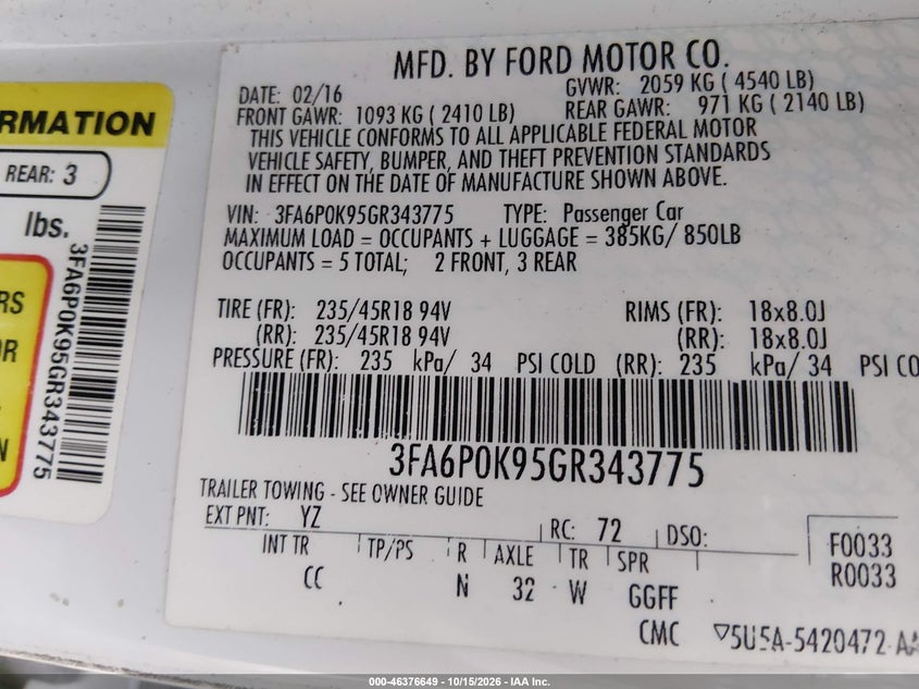 2016 FORD FUSION TITANIUM · Фото 9