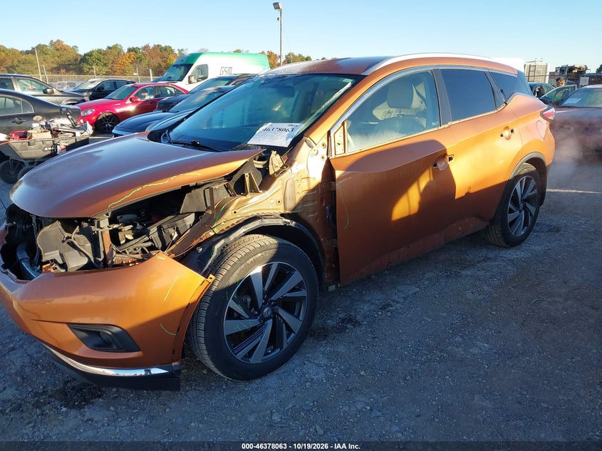 Vin: 5n1az2mh5fn217735, lot: 46878409, nissan murano platinum/s/sl/sv 20152