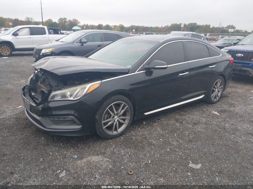 2015 Hyundai Sonata Sport 2.0T, Удар спереди, IAAI, VIN 5NPE34AB3FH100822 — фото 2