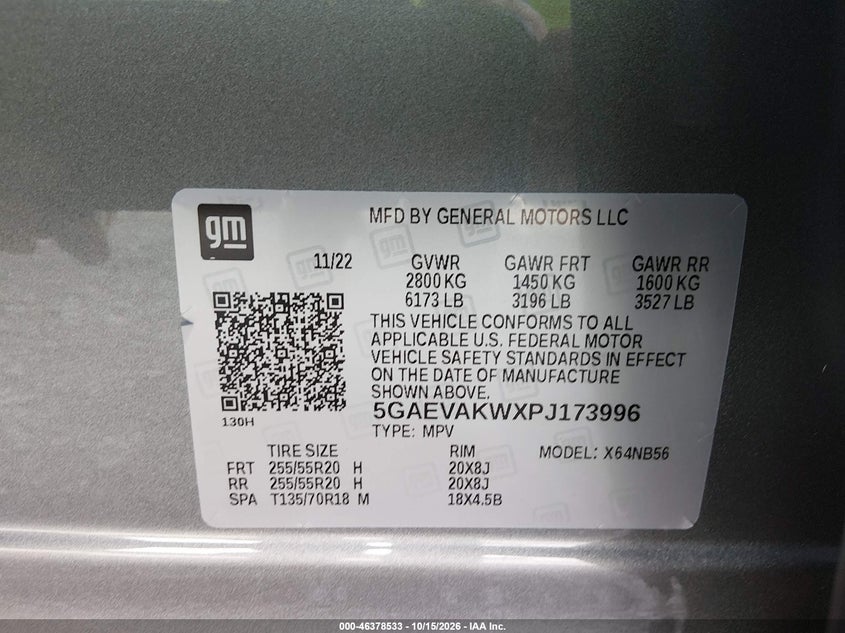 BUICK ENCLAVE 2023 VIN 5GAEVAKWXPJ173996