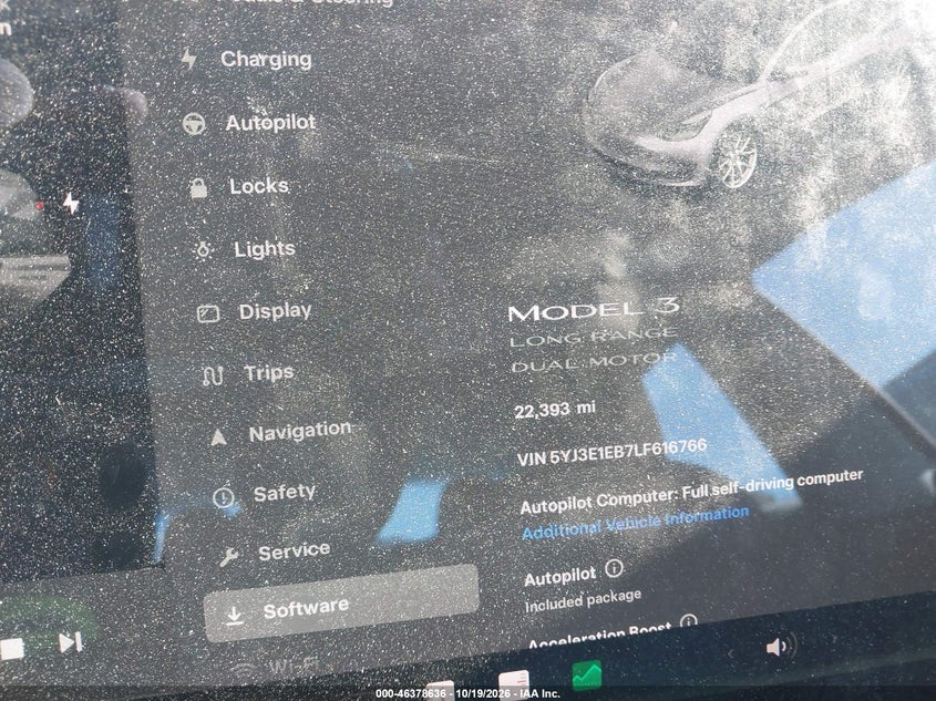 TESLA MODEL 3 2020 VIN 5YJ3E1EB7LF616766