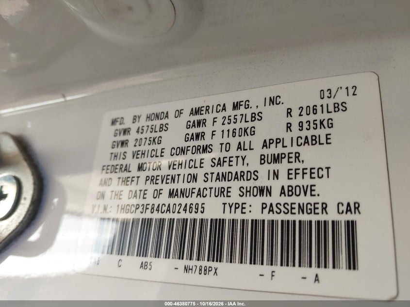 2012 HONDA ACCORD 3.5 EX-L · Фото 9