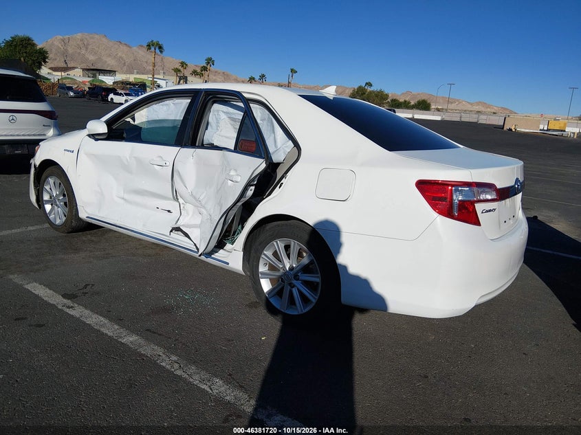 Vin: 4t1bd1fk2du069374, lot: 46882067, toyota camry hybrid xle 20133
