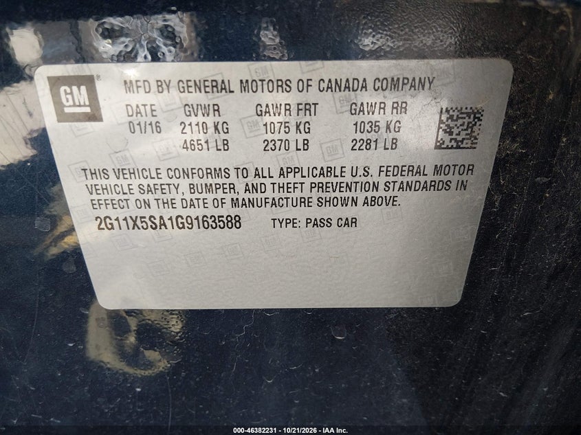 2016 CHEVROLET IMPALA 1FL · Фото 9