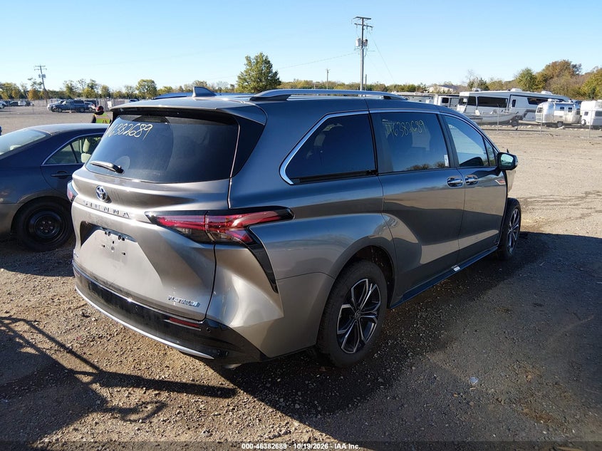 Vin: 5tdeskfc8ts236510, lot: 46883036, toyota sienna platinum 20264