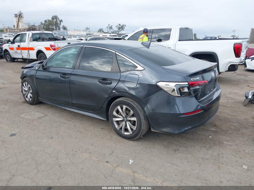Vin: 2hgfe2f24rh551235, lot: 46883353, honda civic lx 20243