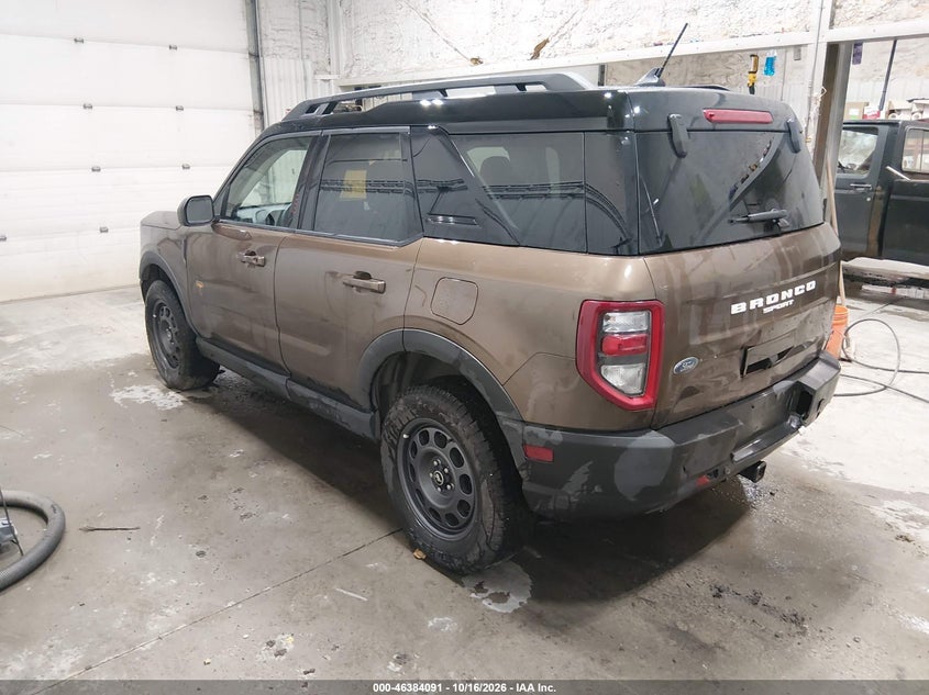 Vin: 3fmcr9d94nrd73691, lot: 46884438, ford bronco sport badlands 20223