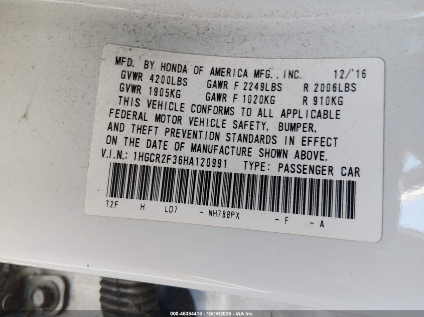 2017 HONDA ACCORD LX · Фото 17