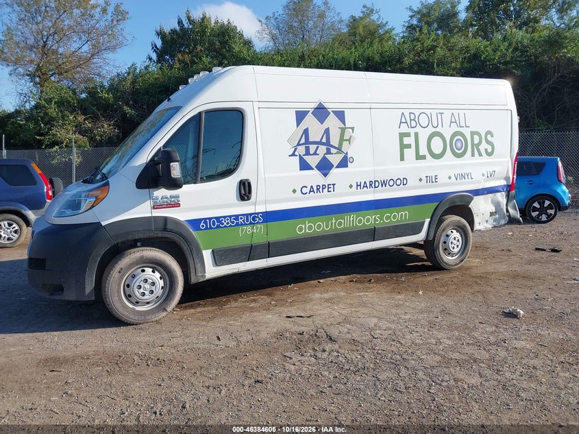 Vin: 3c6mrvjg8me568176, lot: 46884952, ram promaster 3500 cargo van high roof 159 wb ext 20212