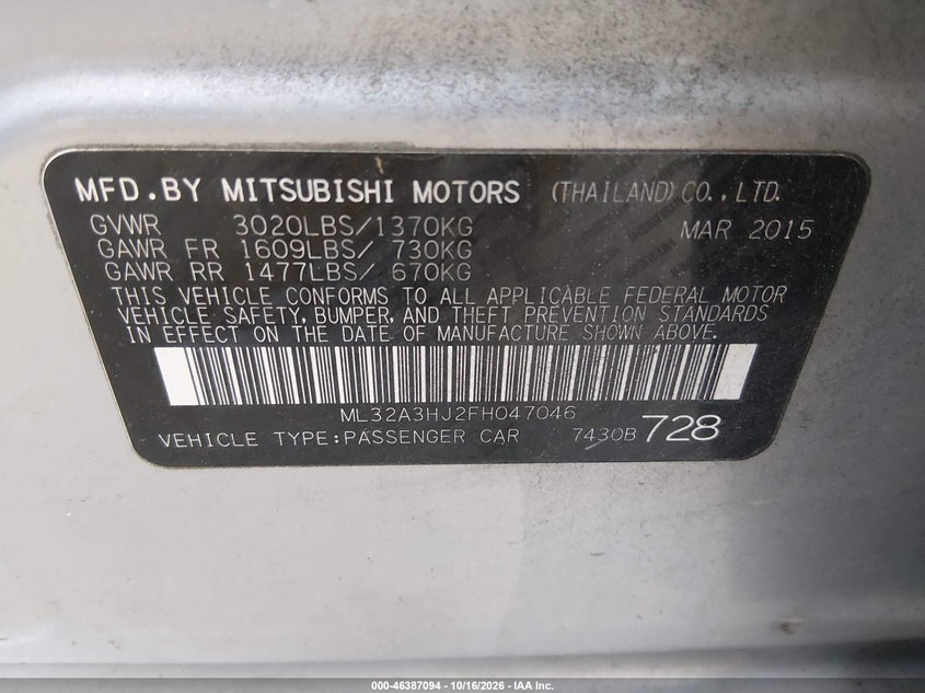 2015 MITSUBISHI MIRAGE DE/RF · Photo 9