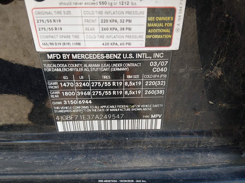 2007 MERCEDES-BENZ GL 450 4MATIC · Фото 9
