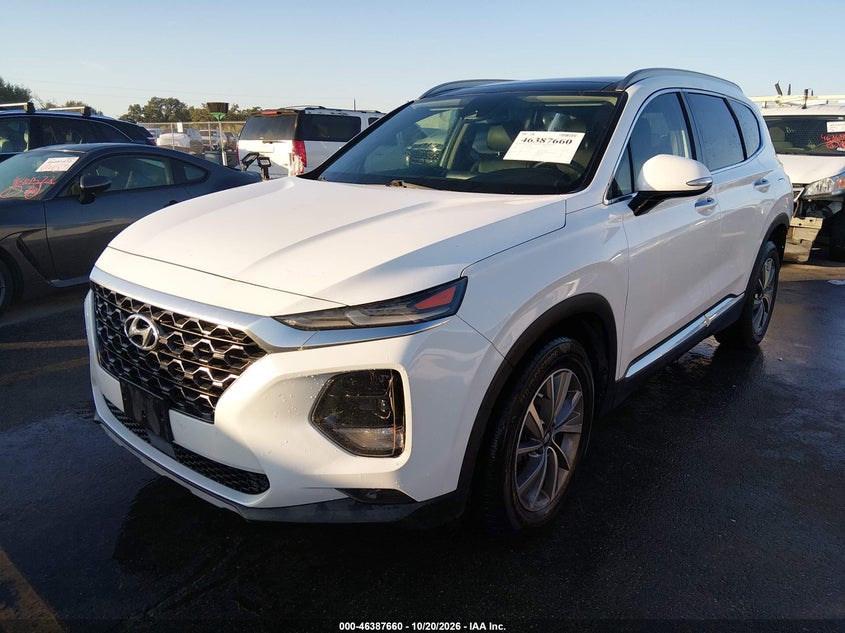 2019 Hyundai Santa Fe Limited, Rear, IAAI, VIN 5NMS53AD2KH027894 — photo 2