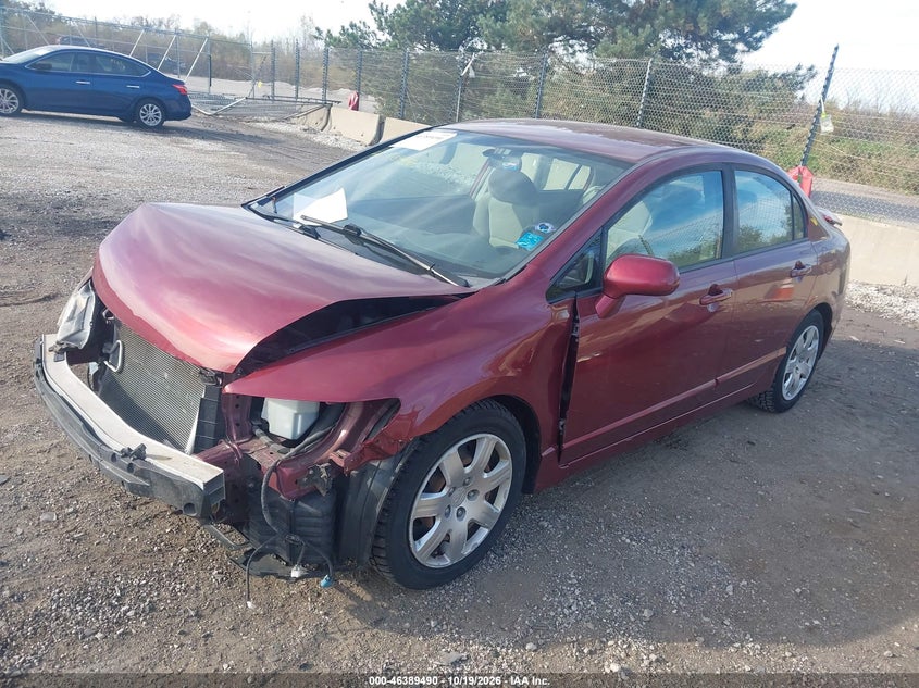 2009 Honda Civic Lx, Front End, IAAI, VIN 19XFA16569E043780 — photo 2