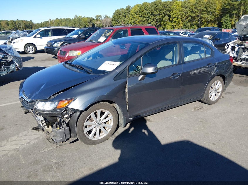 2012 Honda Civic Ex-L, Left Front, IAAI, VIN 2HGFB2F96CH318695 — photo 2